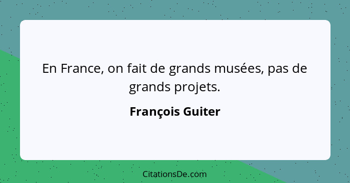 En France, on fait de grands musées, pas de grands projets.... - François Guiter
