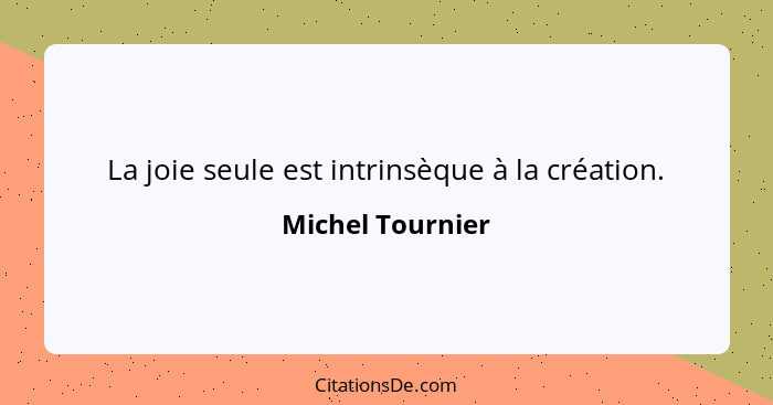 La joie seule est intrinsèque à la création.... - Michel Tournier