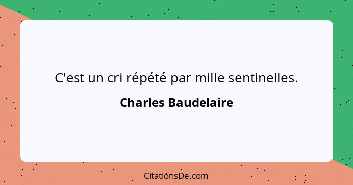 C'est un cri répété par mille sentinelles.... - Charles Baudelaire