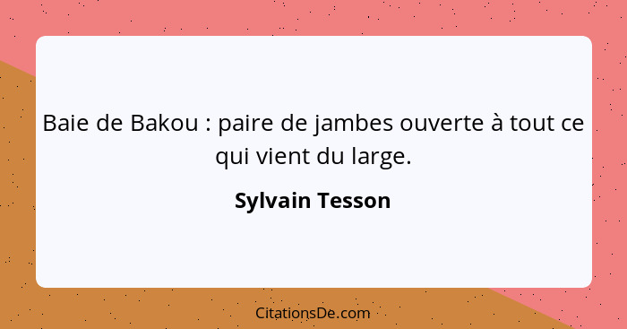 Baie de Bakou : paire de jambes ouverte à tout ce qui vient du large.... - Sylvain Tesson