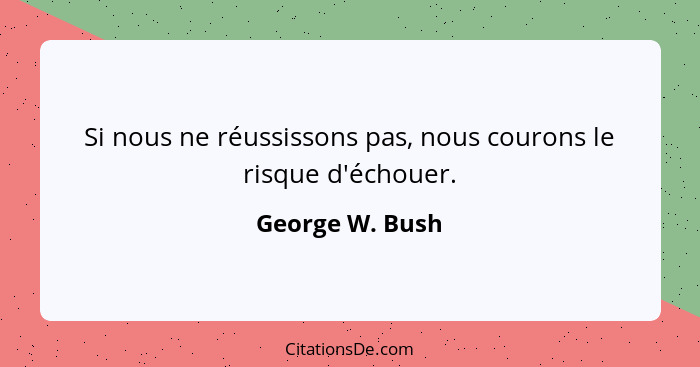 Si nous ne réussissons pas, nous courons le risque d'échouer.... - George W. Bush