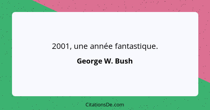 2001, une année fantastique.... - George W. Bush