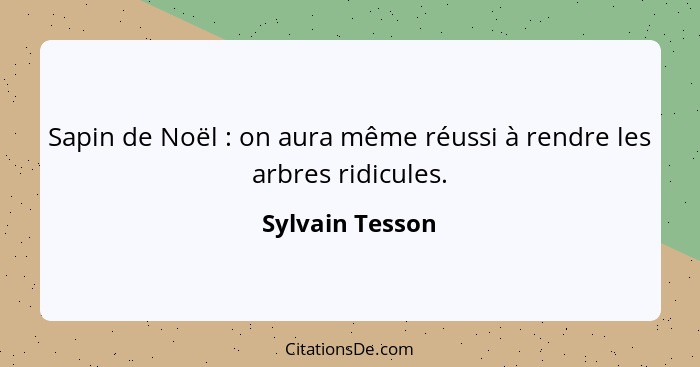 Sapin de Noël : on aura même réussi à rendre les arbres ridicules.... - Sylvain Tesson