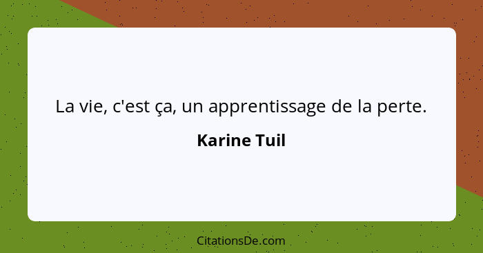 La vie, c'est ça, un apprentissage de la perte.... - Karine Tuil