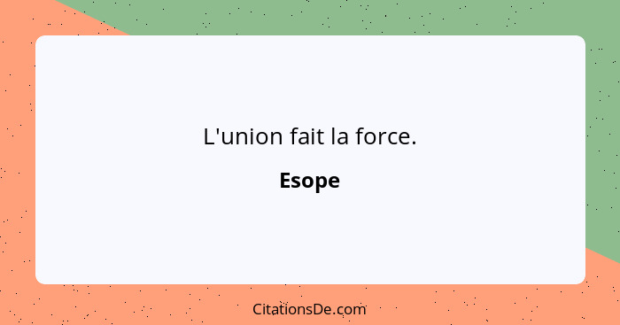 L'union fait la force.... - Esope