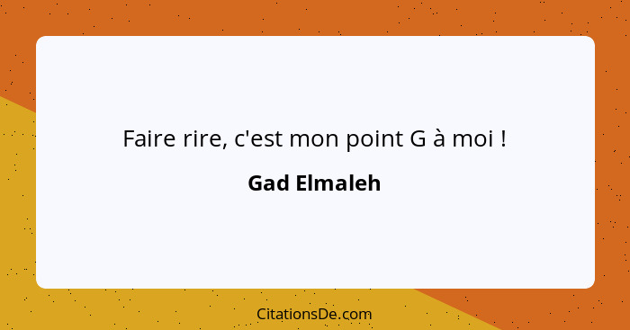 Faire rire, c'est mon point G à moi !... - Gad Elmaleh