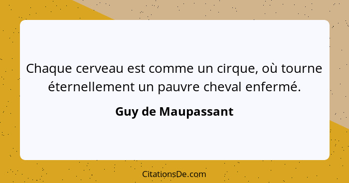 Chaque cerveau est comme un cirque, où tourne éternellement un pauvre cheval enfermé.... - Guy de Maupassant