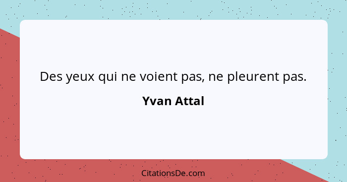 Des yeux qui ne voient pas, ne pleurent pas.... - Yvan Attal