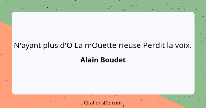 N'ayant plus d'O La mOuette rieuse Perdit la voix.... - Alain Boudet