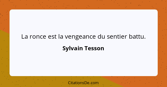La ronce est la vengeance du sentier battu.... - Sylvain Tesson