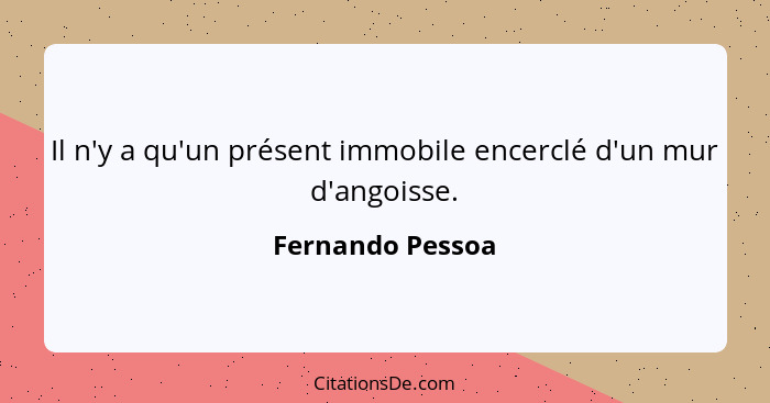 Il n'y a qu'un présent immobile encerclé d'un mur d'angoisse.... - Fernando Pessoa