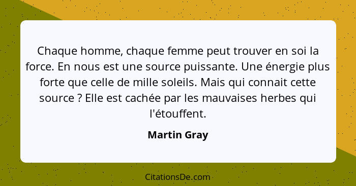 Chaque homme, chaque femme peut trouver en soi la force. En nous est une source puissante. Une énergie plus forte que celle de mille sol... - Martin Gray