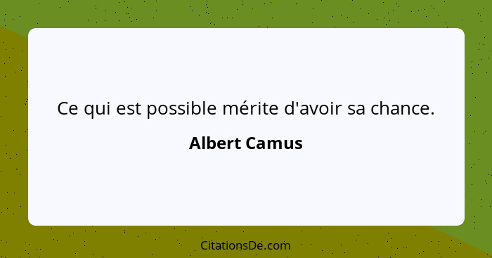 Ce qui est possible mérite d'avoir sa chance.... - Albert Camus