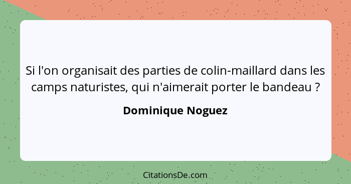 Si l'on organisait des parties de colin-maillard dans les camps naturistes, qui n'aimerait porter le bandeau ?... - Dominique Noguez