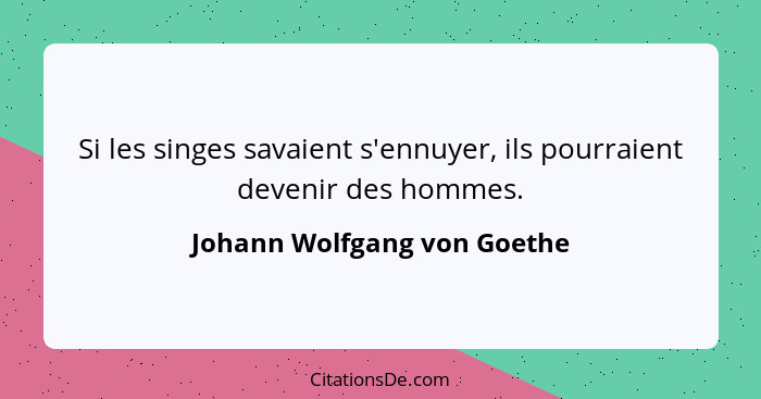 Si les singes savaient s'ennuyer, ils pourraient devenir des hommes.... - Johann Wolfgang von Goethe