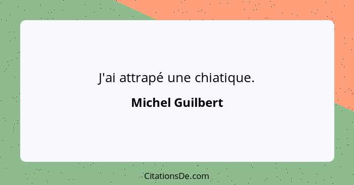 J'ai attrapé une chiatique.... - Michel Guilbert
