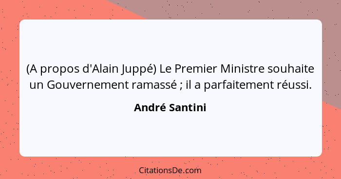 (A propos d'Alain Juppé) Le Premier Ministre souhaite un Gouvernement ramassé ; il a parfaitement réussi.... - André Santini