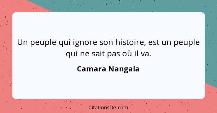 Un peuple qui ignore son histoire, est un peuple qui ne sait pas où il va.... - Camara Nangala