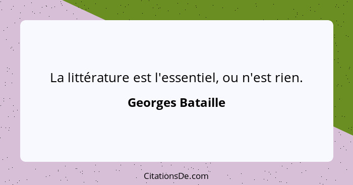 La littérature est l'essentiel, ou n'est rien.... - Georges Bataille