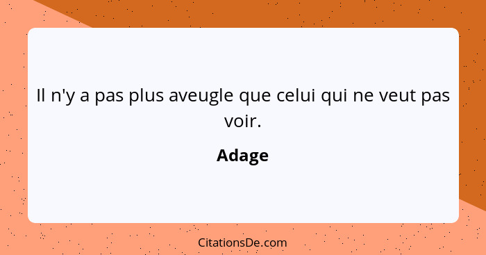 Il n'y a pas plus aveugle que celui qui ne veut pas voir.... - Adage