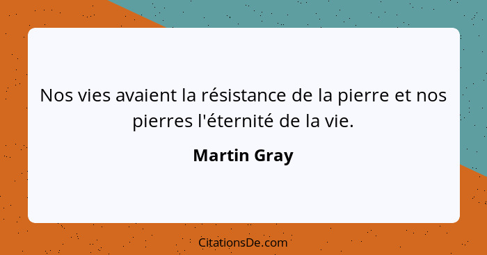 Nos vies avaient la résistance de la pierre et nos pierres l'éternité de la vie.... - Martin Gray
