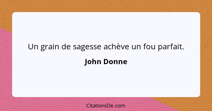 Un grain de sagesse achève un fou parfait.... - John Donne