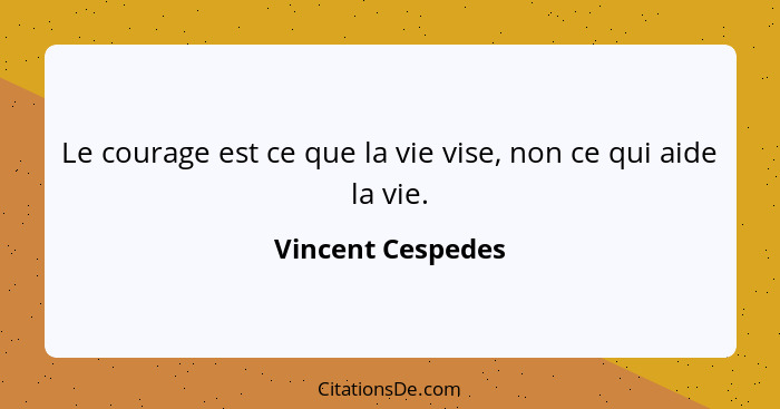 Le courage est ce que la vie vise, non ce qui aide la vie.... - Vincent Cespedes