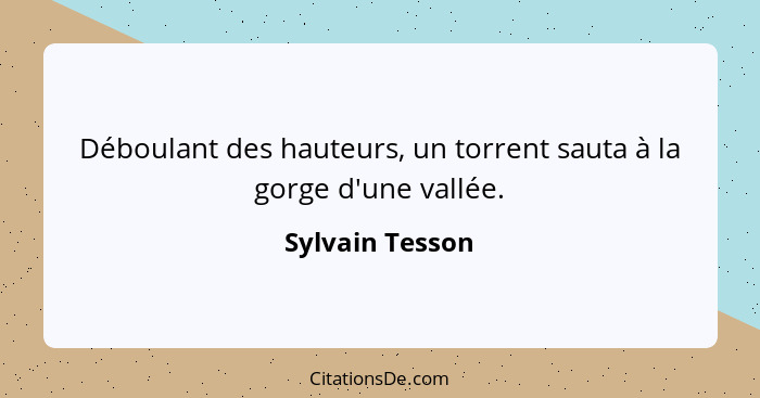 Déboulant des hauteurs, un torrent sauta à la gorge d'une vallée.... - Sylvain Tesson