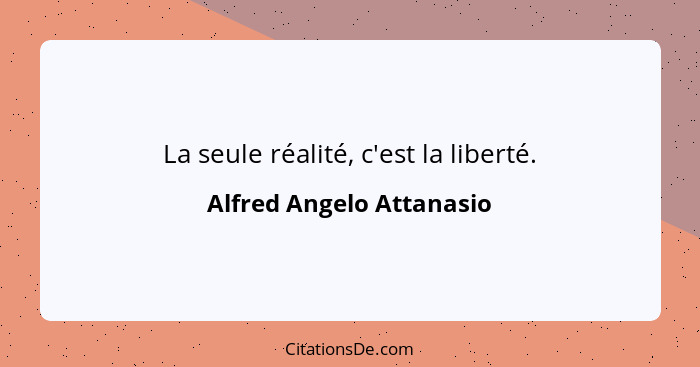 La seule réalité, c'est la liberté.... - Alfred Angelo Attanasio