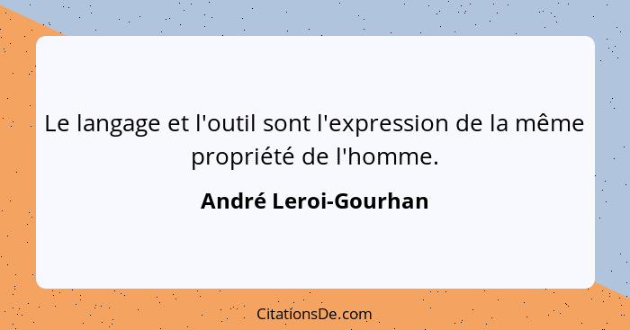 Le langage et l'outil sont l'expression de la même propriété de l'homme.... - André Leroi-Gourhan