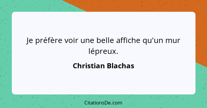 Je préfère voir une belle affiche qu'un mur lépreux.... - Christian Blachas