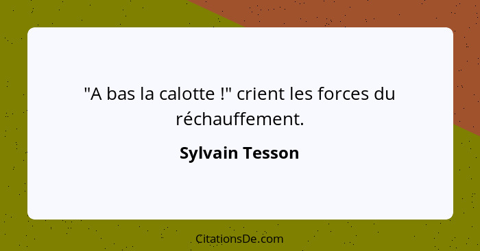 "A bas la calotte !" crient les forces du réchauffement.... - Sylvain Tesson