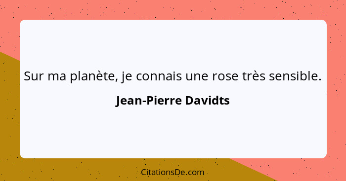 Sur ma planète, je connais une rose très sensible.... - Jean-Pierre Davidts