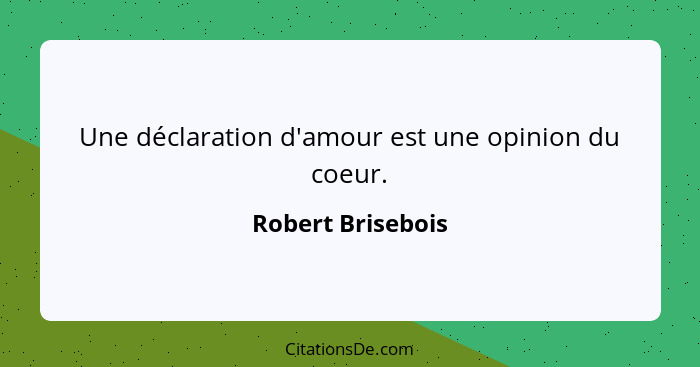 Une déclaration d'amour est une opinion du coeur.... - Robert Brisebois