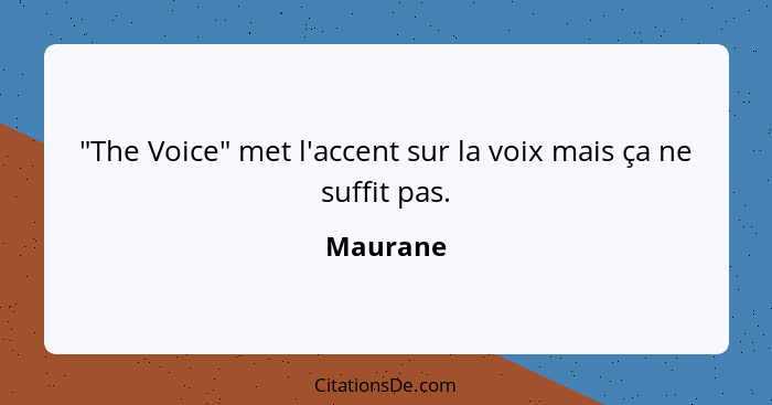 "The Voice" met l'accent sur la voix mais ça ne suffit pas.... - Maurane