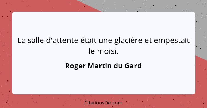 La salle d'attente était une glacière et empestait le moisi.... - Roger Martin du Gard