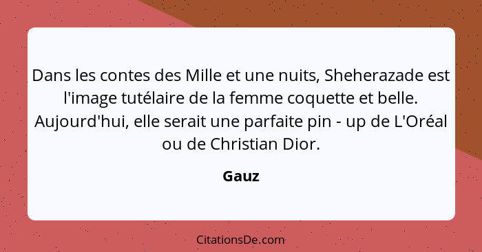 Dans les contes des Mille et une nuits, Sheherazade est l'image tutélaire de la femme coquette et belle. Aujourd'hui, elle serait une parfaite... - Gauz