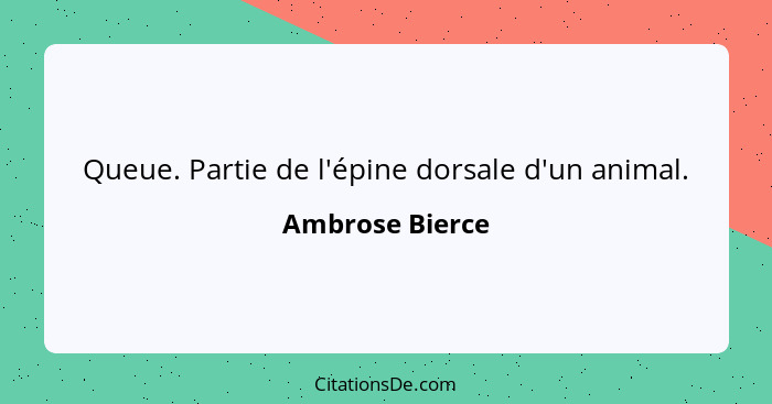 Queue. Partie de l'épine dorsale d'un animal.... - Ambrose Bierce