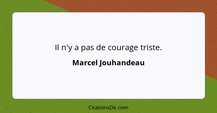 Il n'y a pas de courage triste.... - Marcel Jouhandeau