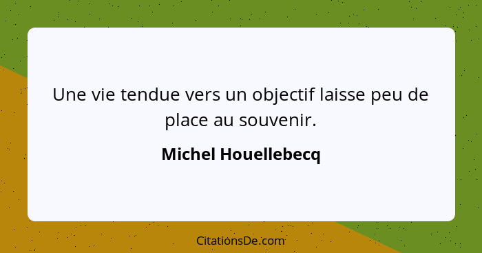 Une vie tendue vers un objectif laisse peu de place au souvenir.... - Michel Houellebecq