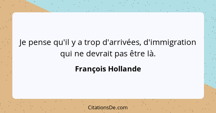 Je pense qu'il y a trop d'arrivées, d'immigration qui ne devrait pas être là.... - François Hollande