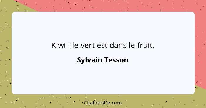 Kiwi : le vert est dans le fruit.... - Sylvain Tesson