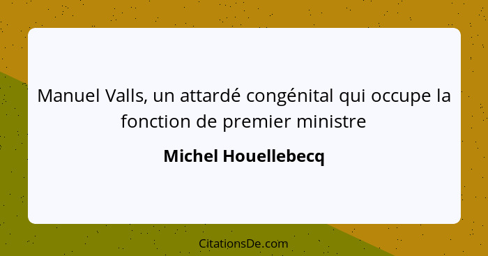 Manuel Valls, un attardé congénital qui occupe la fonction de premier ministre... - Michel Houellebecq