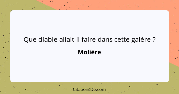 Que diable allait-il faire dans cette galère ?... - Molière