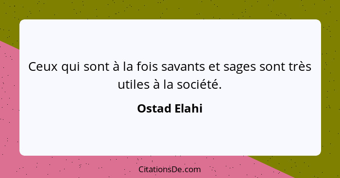 Ceux qui sont à la fois savants et sages sont très utiles à la société.... - Ostad Elahi