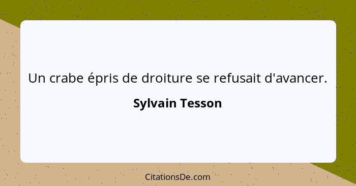 Un crabe épris de droiture se refusait d'avancer.... - Sylvain Tesson