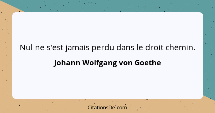 Nul ne s'est jamais perdu dans le droit chemin.... - Johann Wolfgang von Goethe