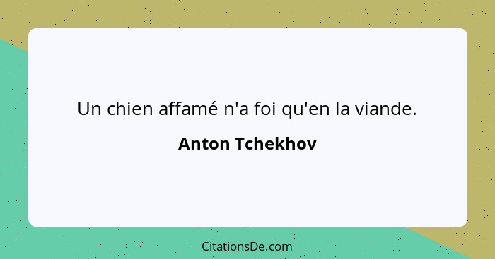 Un chien affamé n'a foi qu'en la viande.... - Anton Tchekhov