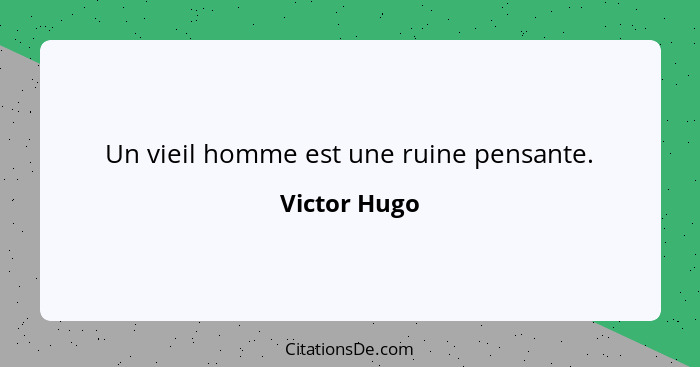 Un vieil homme est une ruine pensante.... - Victor Hugo