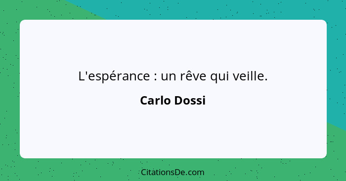 L'espérance : un rêve qui veille.... - Carlo Dossi